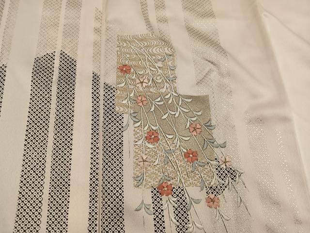 平和屋着物■訪問着　枝垂れ桜　金銀彩　正絹　逸品　BAAX8518mz
