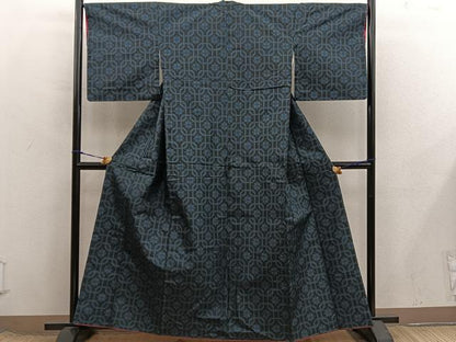平和屋着物■本場村山大島紬　草花文　正絹　逸品　BAAX8520mz