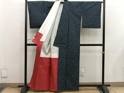 平和屋着物■本場村山大島紬　草花文　正絹　逸品　BAAX8520mz