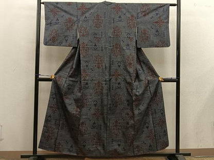 平和屋着物■本場大島紬　7マルキ　草花文　正絹　逸品　BAAX8524mz