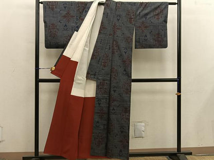 平和屋着物■本場大島紬　7マルキ　草花文　正絹　逸品　BAAX8524mz