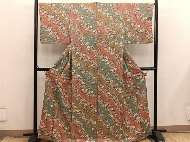 平和屋着物■上質な小紋　枝花文　正絹　逸品　未使用　BAAX8526mz