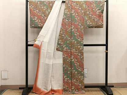 平和屋着物■上質な小紋　枝花文　正絹　逸品　未使用　BAAX8526mz