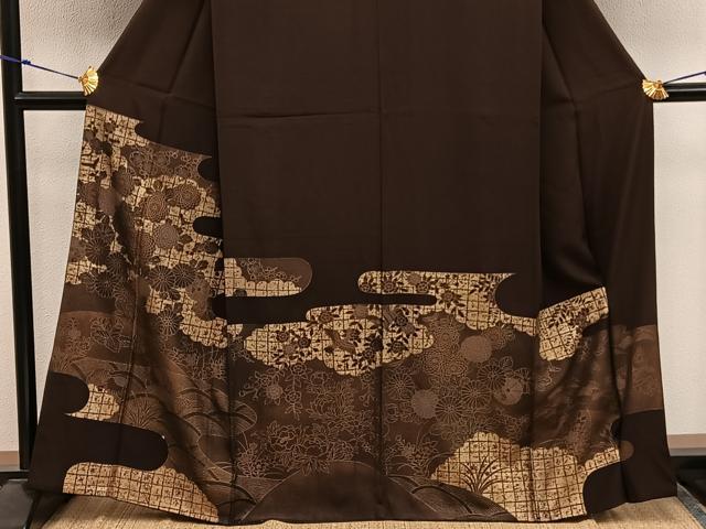 平和屋着物■豪華色留袖　エ霞鴛鴦花文　金彩　正絹　逸品　BAAX8528mz