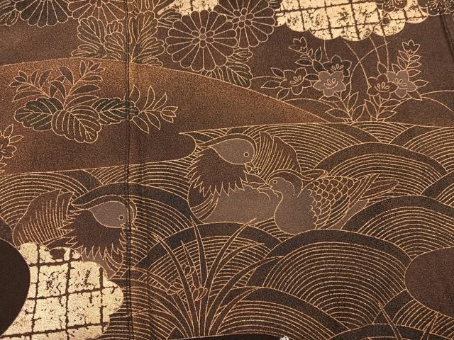 平和屋着物■豪華色留袖　エ霞鴛鴦花文　金彩　正絹　逸品　BAAX8528mz