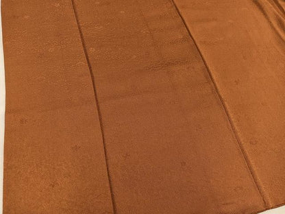 平和屋着物■上質な色無地　草花地紋　唐茶色　正絹　逸品　BAAX8529mz