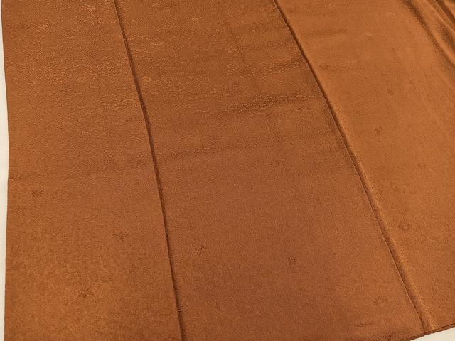 平和屋着物■上質な色無地　草花地紋　唐茶色　正絹　逸品　BAAX8529mz