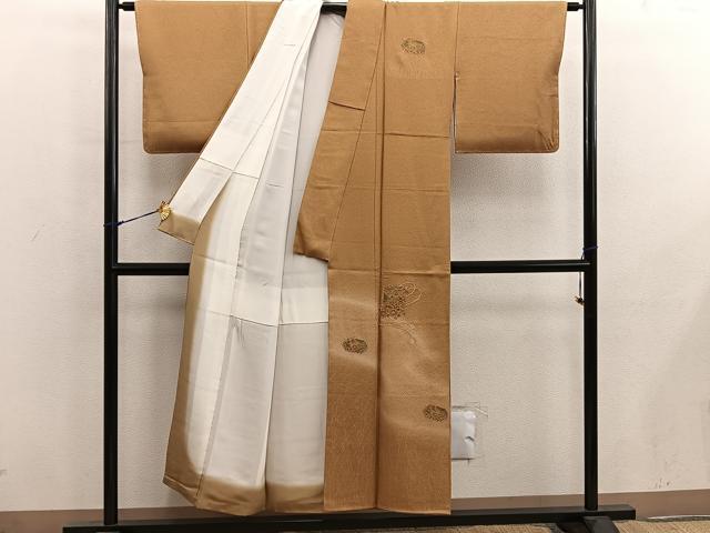 平和屋着物■訪問着　スワトウ刺繍　貝桶花文　暈し染め　金糸　正絹　逸品　未使用　BAAX8530mz