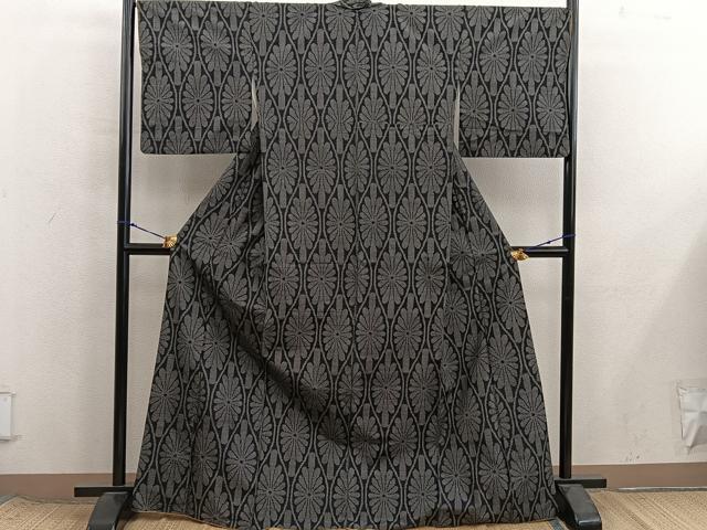 平和屋着物■上質な紬　立涌花文　正絹　逸品　BAAX8531mz