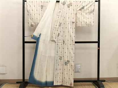 平和屋着物■上質な小紋　紬地　仕覆花文　正絹　逸品　BAAX8533mz