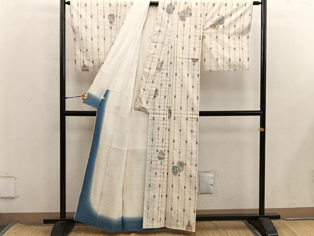 平和屋着物■上質な小紋　紬地　仕覆花文　正絹　逸品　BAAX8533mz