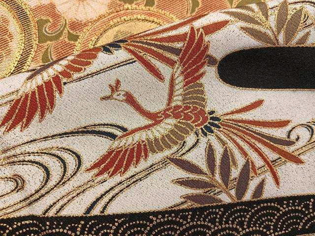 平和屋着物■豪華黒留袖　駒刺繍　鳳凰花文　金彩　正絹　逸品　BAAX8536mz