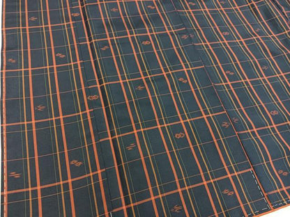 平和屋着物■上質な紬　格子柄　正絹　逸品　未使用　BAAX8537mz