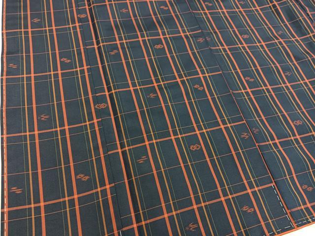 平和屋着物■上質な紬　格子柄　正絹　逸品　未使用　BAAX8537mz