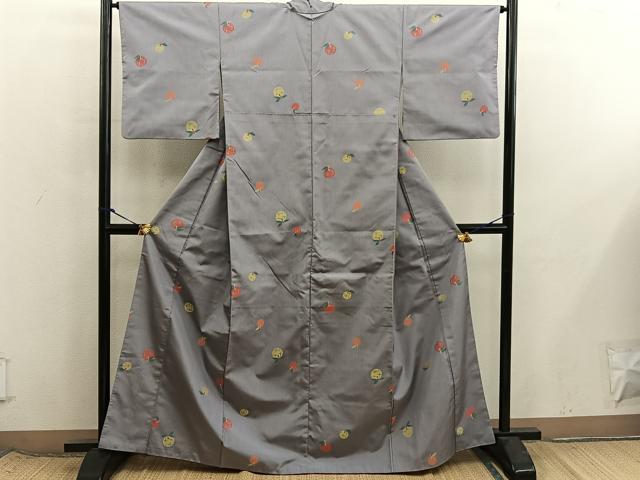 平和屋着物■上質な紬　林檎　正絹　逸品　BAAX8540mz