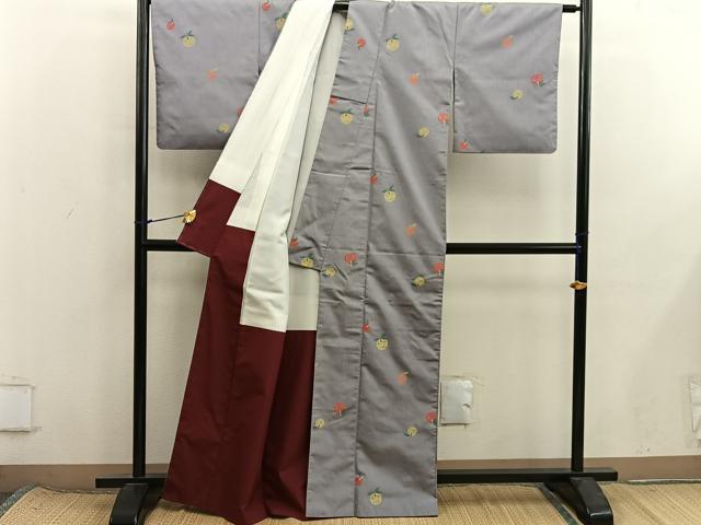 平和屋着物■上質な紬　林檎　正絹　逸品　BAAX8540mz