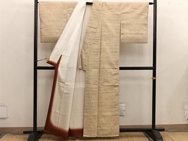 平和屋着物■上質な紬　流水文　正絹　逸品　BAAX8541mz