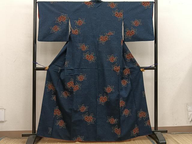平和屋着物■上質な紬　牡丹　正絹　逸品　BAAX8542mz