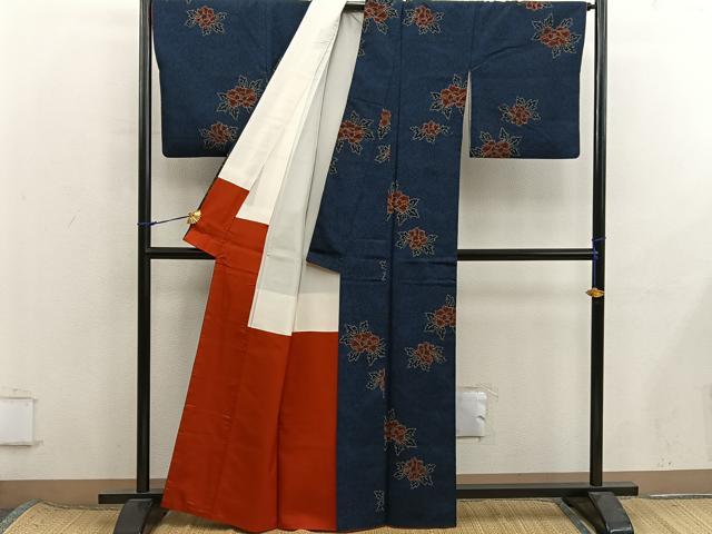 平和屋着物■上質な紬　牡丹　正絹　逸品　BAAX8542mz