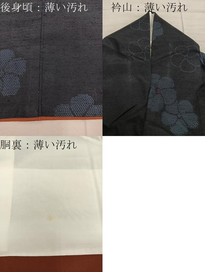 平和屋着物■上質な紬　草花文　正絹　逸品　BAAX8545mz