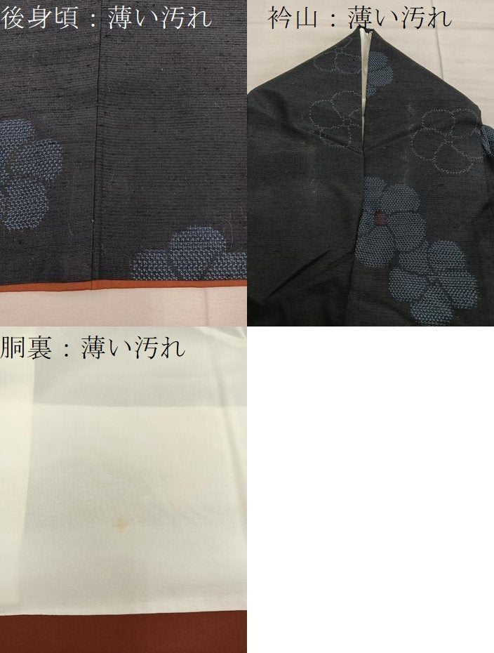 平和屋着物■上質な紬　草花文　正絹　逸品　BAAX8545mz