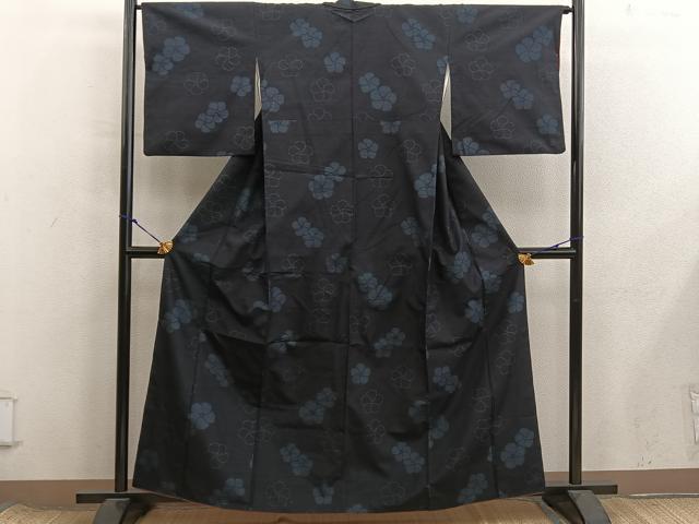 平和屋着物■上質な紬　草花文　正絹　逸品　BAAX8545mz