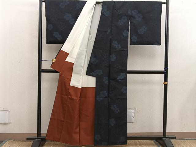 平和屋着物■上質な紬　草花文　正絹　逸品　BAAX8545mz