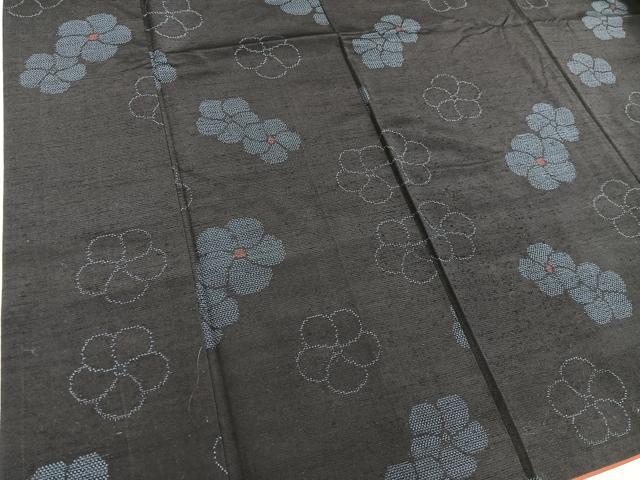 平和屋着物■上質な紬　草花文　正絹　逸品　BAAX8545mz
