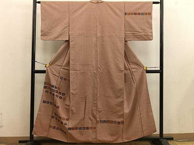 平和屋着物■訪問着　紬地　ろうけつ染め　吉祥花文　正絹　逸品　BAAX8547mz
