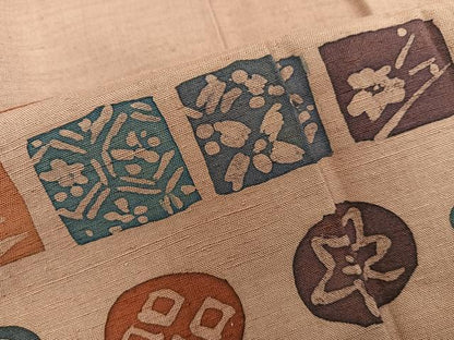 平和屋着物■訪問着　紬地　ろうけつ染め　吉祥花文　正絹　逸品　BAAX8547mz