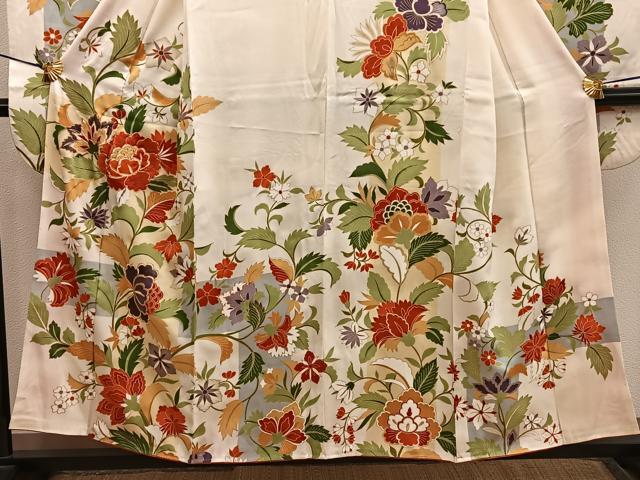 平和屋着物■豪華振袖　駒刺繍　枝花文　金彩　正絹　逸品　BAAX8548mz