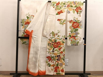 平和屋着物■豪華振袖　駒刺繍　枝花文　金彩　正絹　逸品　BAAX8548mz