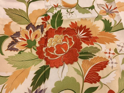 平和屋着物■豪華振袖　駒刺繍　枝花文　金彩　正絹　逸品　BAAX8548mz