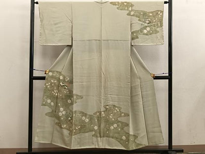 平和屋着物■訪問着　スワトウ刺繍　草花文　正絹　逸品　BAAX8553mz