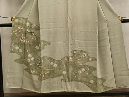 平和屋着物■訪問着　スワトウ刺繍　草花文　正絹　逸品　BAAX8553mz