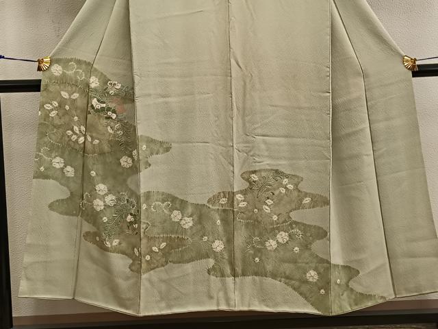 平和屋着物■訪問着　スワトウ刺繍　草花文　正絹　逸品　BAAX8553mz