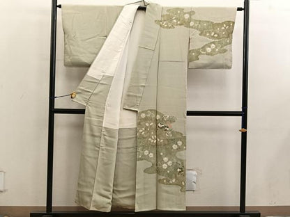 平和屋着物■訪問着　スワトウ刺繍　草花文　正絹　逸品　BAAX8553mz