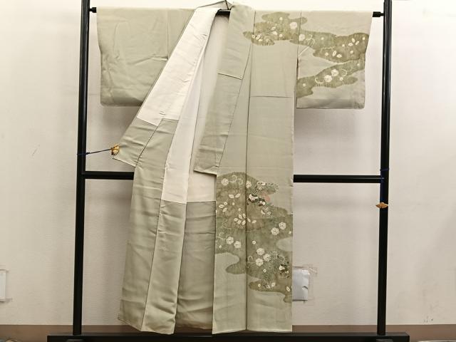平和屋着物■訪問着　スワトウ刺繍　草花文　正絹　逸品　BAAX8553mz