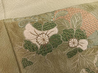 平和屋着物■訪問着　スワトウ刺繍　草花文　正絹　逸品　BAAX8553mz