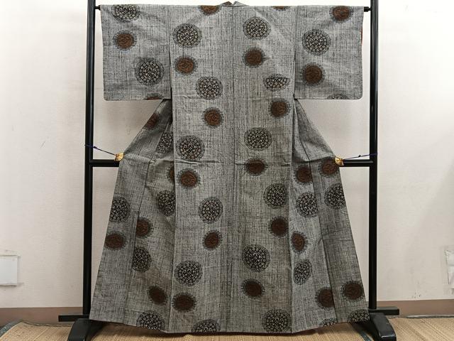 平和屋着物■上質な紬　草花丸文　正絹　逸品　BAAX8561mz
