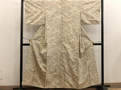 平和屋着物■上質な紬　草花文　正絹　逸品　BAAX8566mz