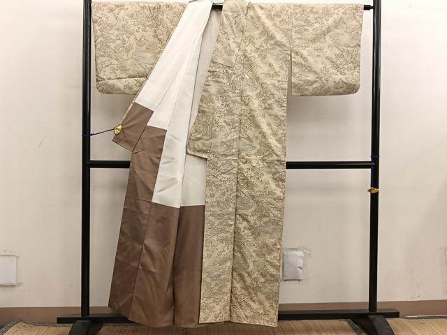 平和屋着物■上質な紬　草花文　正絹　逸品　BAAX8566mz