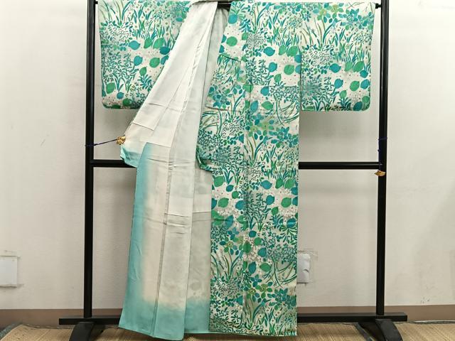 平和屋着物■上質な小紋　草花文　正絹　逸品　BAAX8578mz
