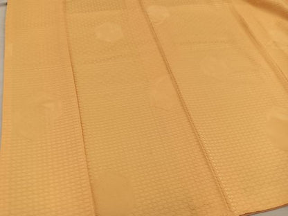 平和屋着物■上質な色無地　胴抜き仕立て　亀甲地紋　柑子色　正絹　逸品　未使用　BAAX8581mz