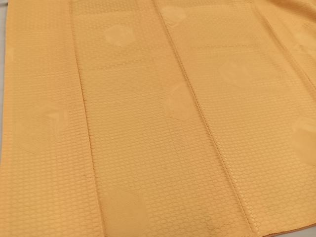 平和屋着物■上質な色無地　胴抜き仕立て　亀甲地紋　柑子色　正絹　逸品　未使用　BAAX8581mz