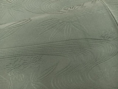 平和屋着物■上質な色無地　流水花地紋　麹塵色　正絹　逸品　BAAX8586mz