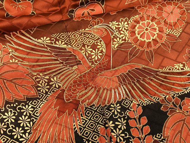平和屋着物●豪華振袖　駒刺繍　鳳凰花文　暈し染め　金彩　正絹　逸品　BAAX8589mz