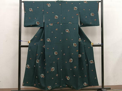 平和屋着物■上質な小紋　絞り　草花文　正絹　逸品　BAAX8590mz