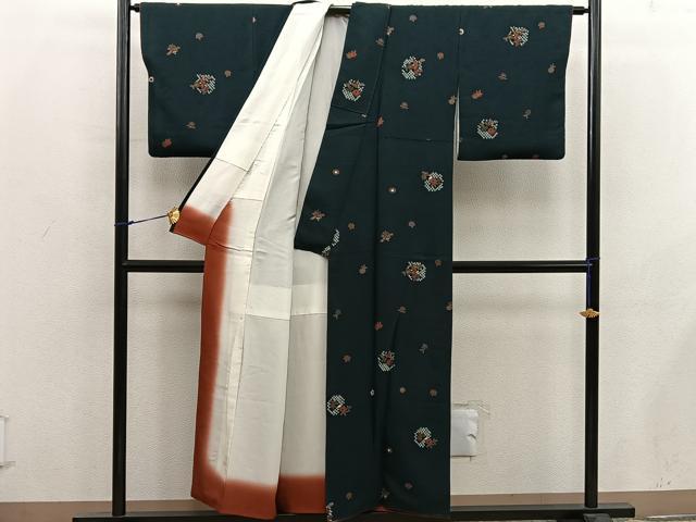平和屋着物■上質な小紋　絞り　草花文　正絹　逸品　BAAX8590mz