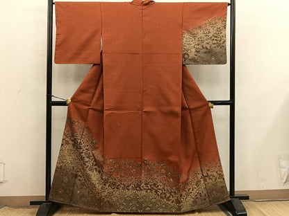 平和屋着物■訪問着　草花文　暈し染め　金彩　正絹　逸品　未使用　BAAX8592mz